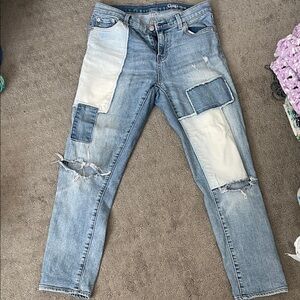GAP Light Blue Patchwork Distressed Jeans